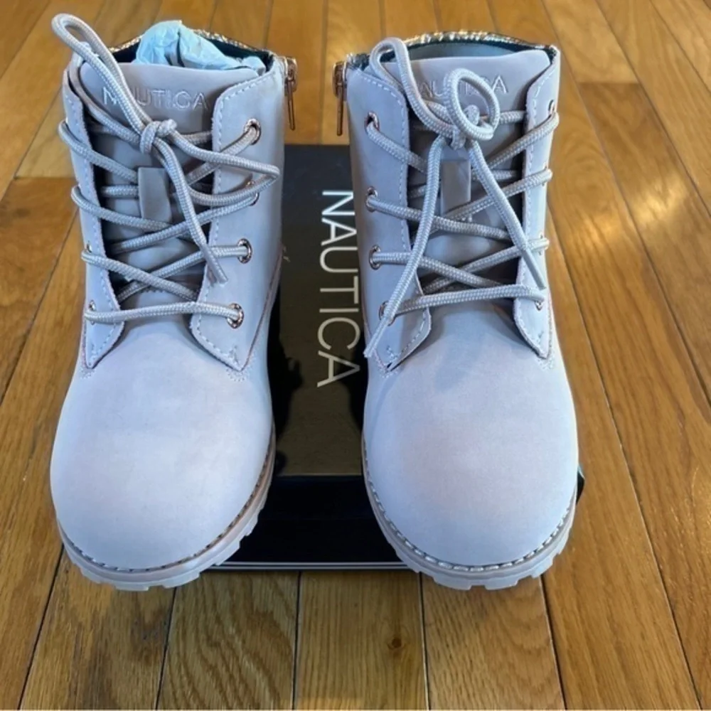 New NWT Nautica Daven Boots Zip Side Pink Blush & Gold Toddler Girls Size 12